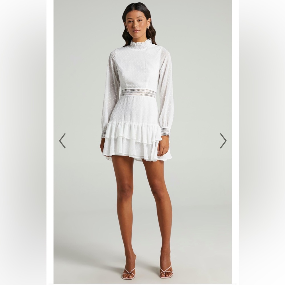 ARE YOU GONNA KISS ME LONG SLEEVE MINI DRESS IN WHITE - Picture 5 of 9